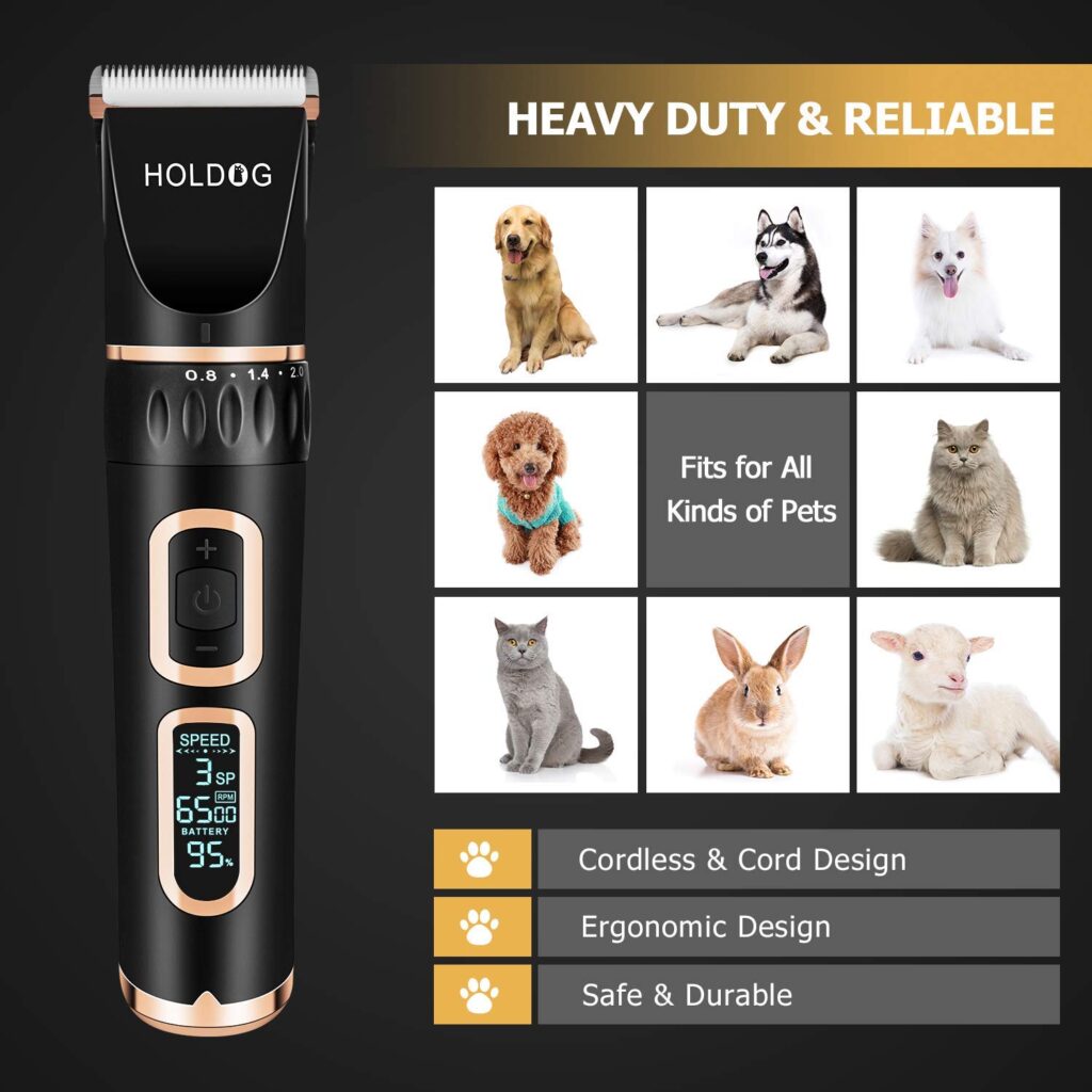 Dog Clippers 3Speed Low Noise High Power Rechargeable Cordless Pet
