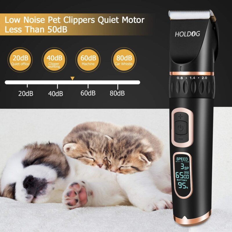 Picture of Dog Clippers 3-Speed Low Noise High Power Rechargeable Cordless Pet ...